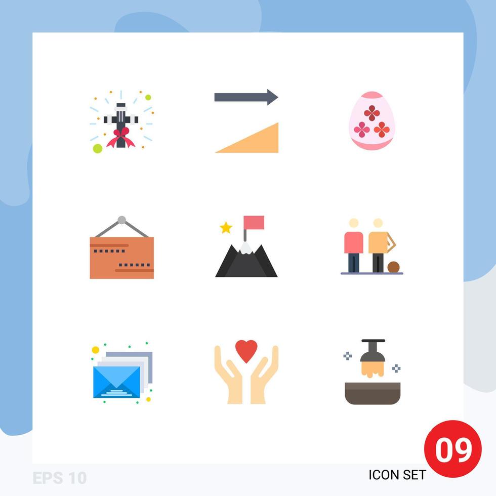 uppsättning av 9 vektor platt färger på rutnät för Framgång prestation ägg tecken stängd redigerbar vektor design element