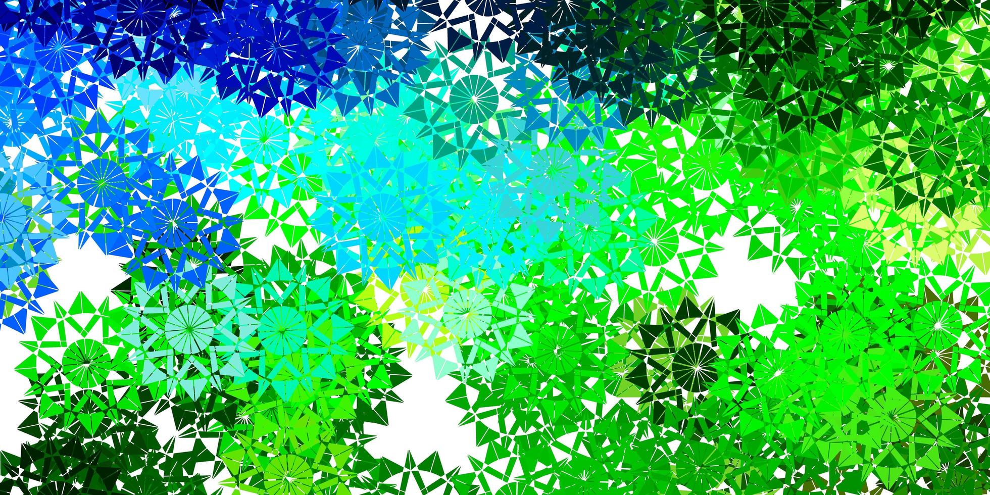 ljusblå, grön vektorbakgrund med julsnöflingor. vektor