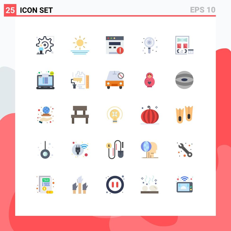 modern uppsättning av 25 platt färger pictograph av utveckla app varna sötsaker barn redigerbar vektor design element