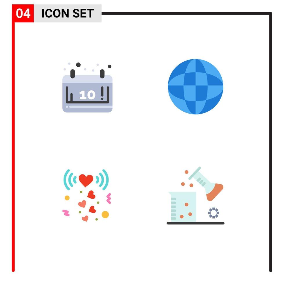 modern uppsättning av 4 platt ikoner och symboler sådan som höst kärlek säsong internet signal redigerbar vektor design element