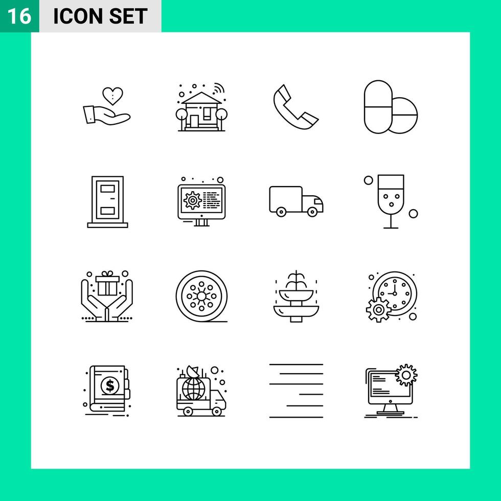 16 kreativ ikoner modern tecken och symboler av dörr tabletter wiFi piller ringa redigerbar vektor design element