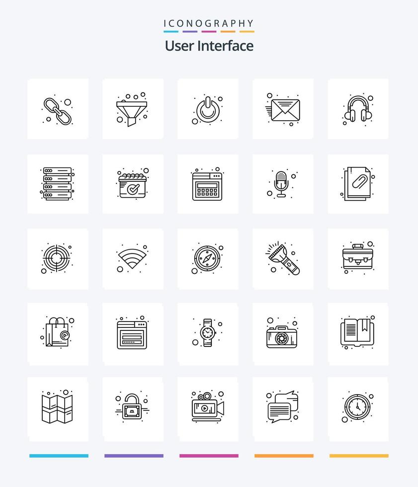 kreative Benutzeroberfläche 25 Gliederung Icon Pack wie Support. Headset. aus. Botschaft. Email vektor