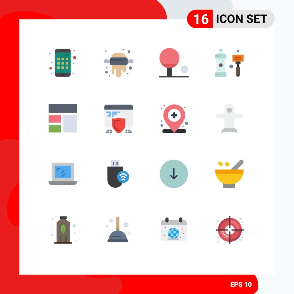 Stock Vector Icon Pack mit 16 Zeilenzeichen und Symbolen für das Schutzbild Badewanne Rahmen Dusche editierbares Paket kreativer Vektordesign-Elemente