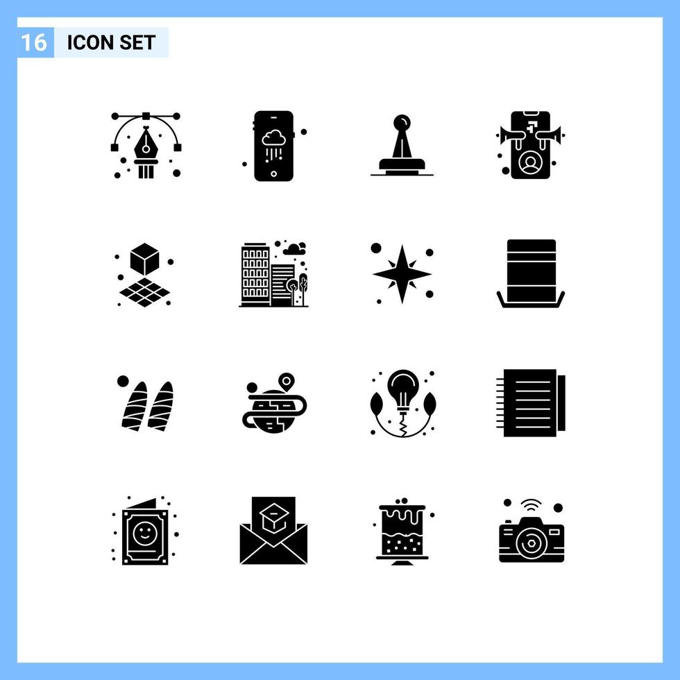 användare gränssnitt packa av 16 grundläggande fast glyfer av uppkopplad reklam godkännande ad sudd redigerbar vektor design element