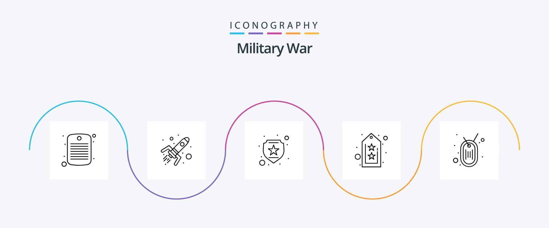 militär krig linje 5 ikon packa Inklusive bricka. stjärna. militär. märka. armén vektor