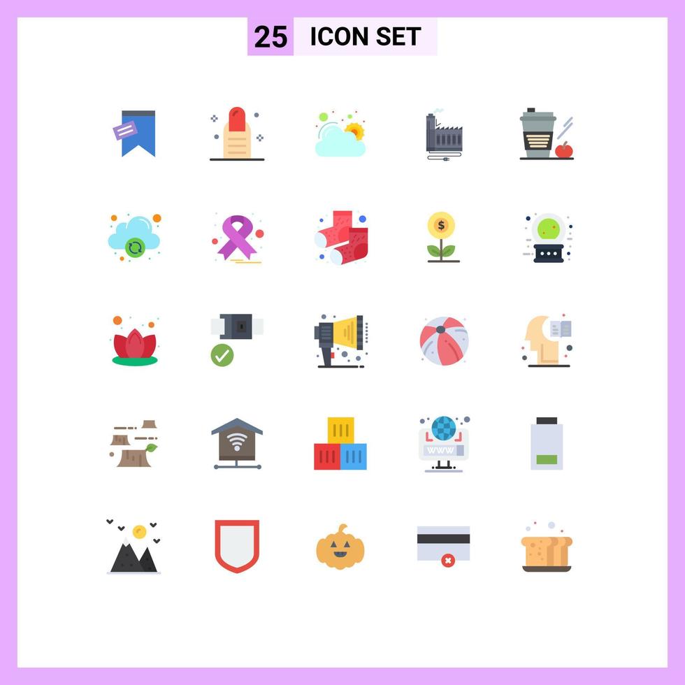 uppsättning av 25 modern ui ikoner symboler tecken för starbucks tillverkning Sol fabrik resurs redigerbar vektor design element
