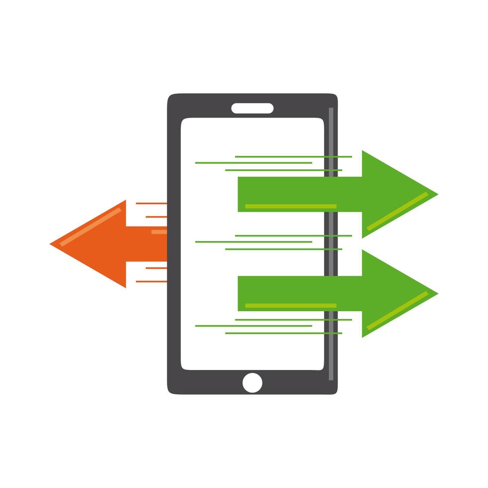 Datenanalyse, Smartphone Business Transfer Informationen flaches Symbol vektor