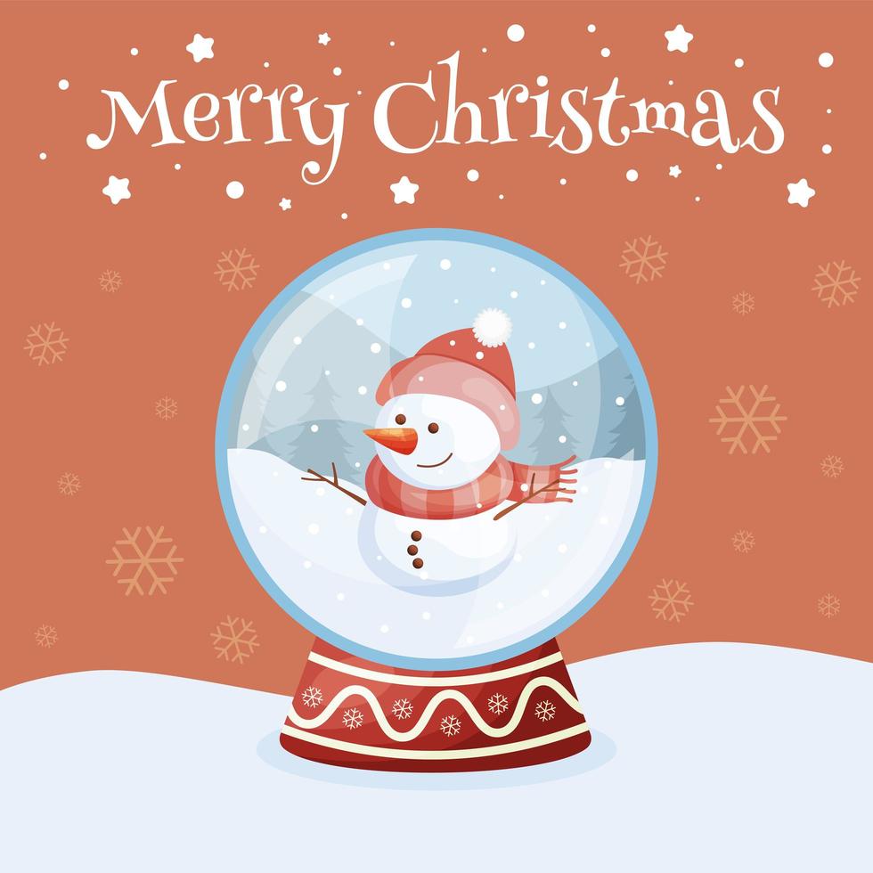 Frohe Weihnachten Grußkarte mit Schneekugel. Vektorillustration vektor