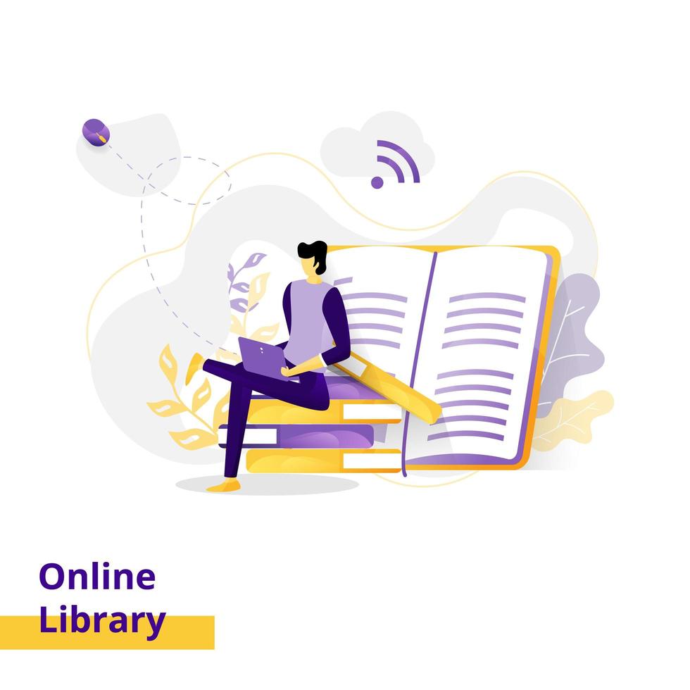 Landingpage Illustration Online-Bibliothek vektor