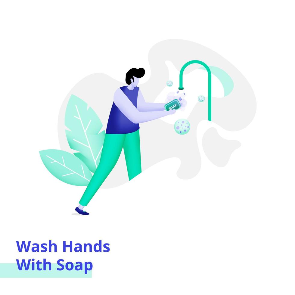 illustration av målsidan för att tvätta händerna med tvål vektor