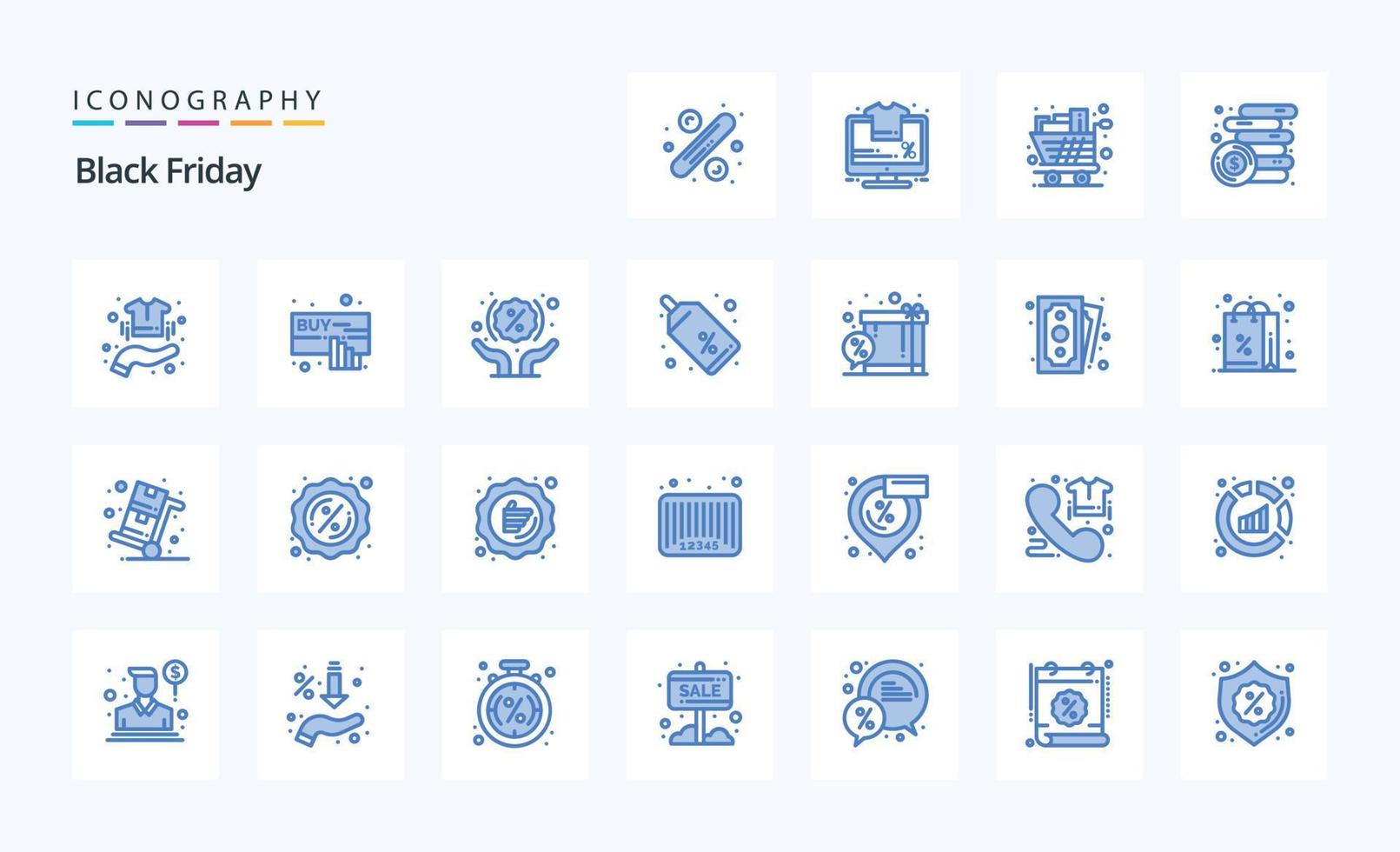 25 svart fredag blå ikon packa vektor