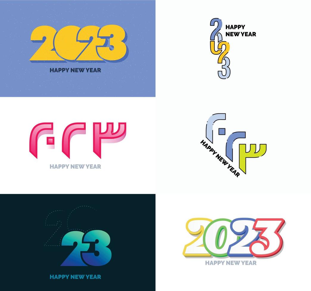 stor uppsättning av 2023 Lycklig ny år logotyp text design 2023 siffra design mall vektor