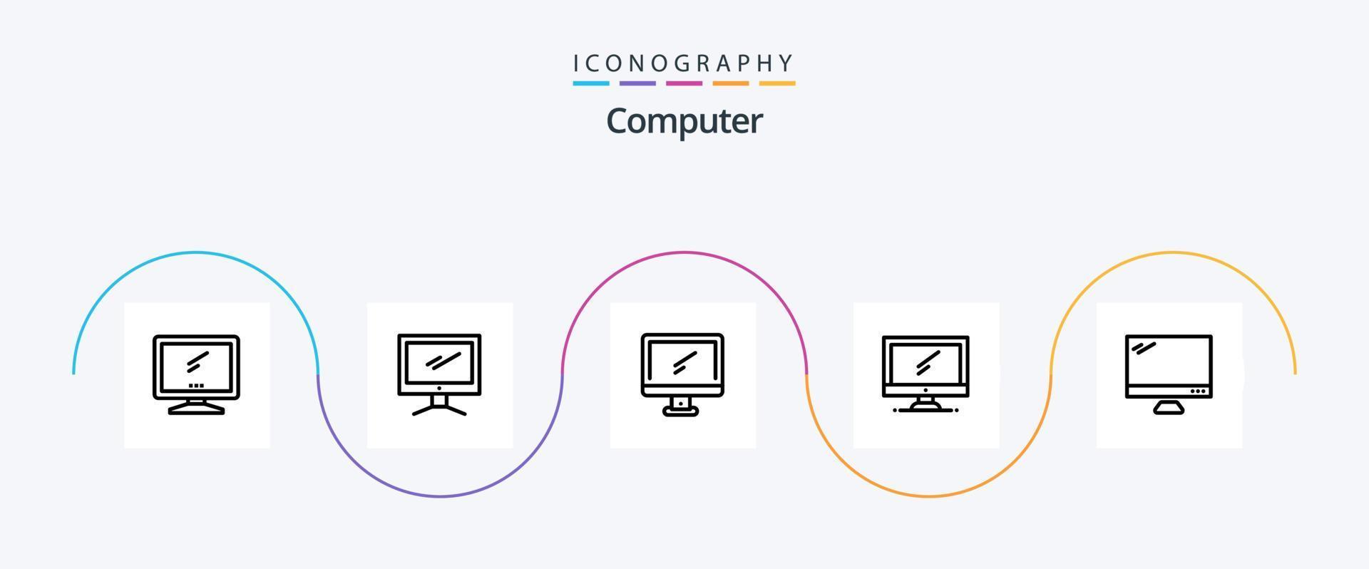 Computer Line 5 Icon Pack inklusive . vektor