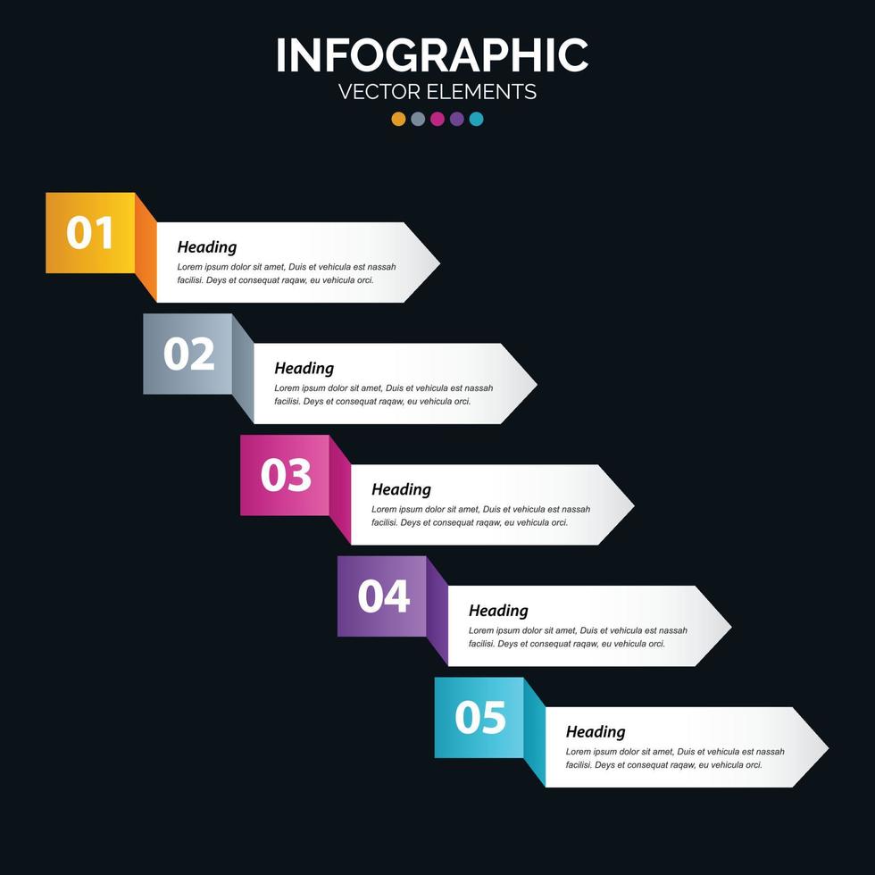 5 steg infographics design vektor och marknadsföring kan vara Begagnade för arbetsflöde layout