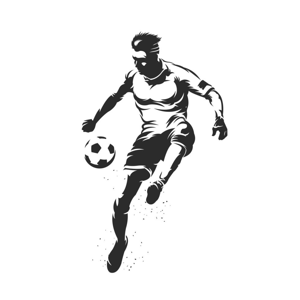 Fußballspieler Silhouette einen Fußball treten vektor