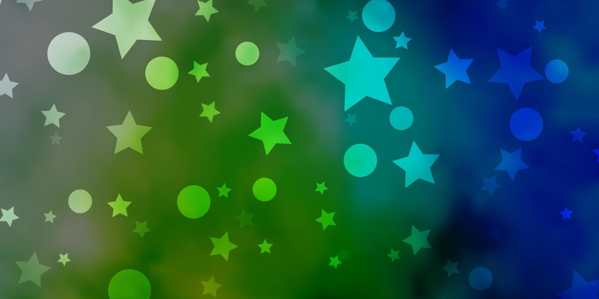 ljusblå, grön vektor bakgrund med cirklar, stjärnor.