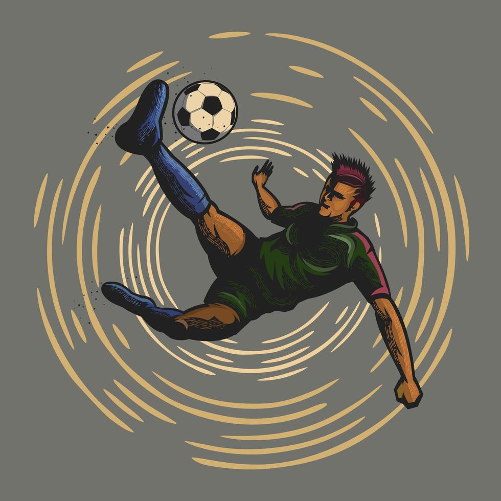 fotbollsspelare som sparkar en fotboll vektor