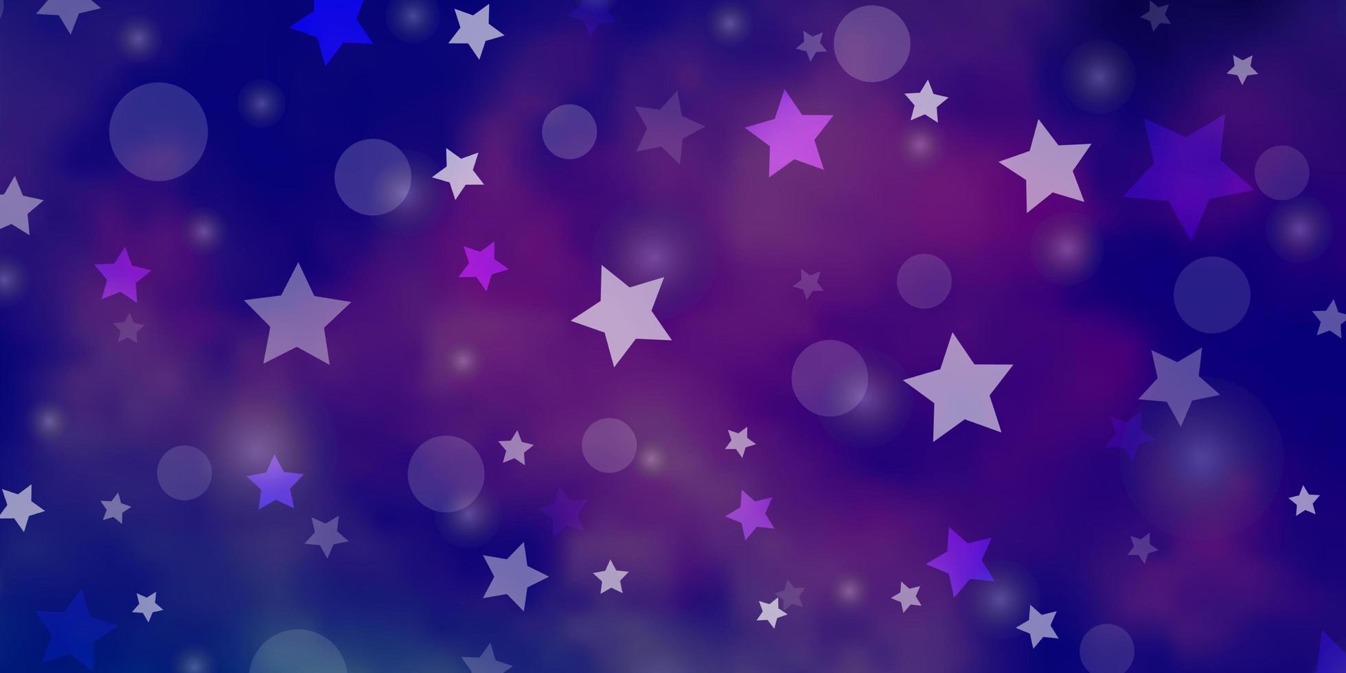 hellrosa, blaue Vektorschablone mit Kreisen, Sternen. vektor