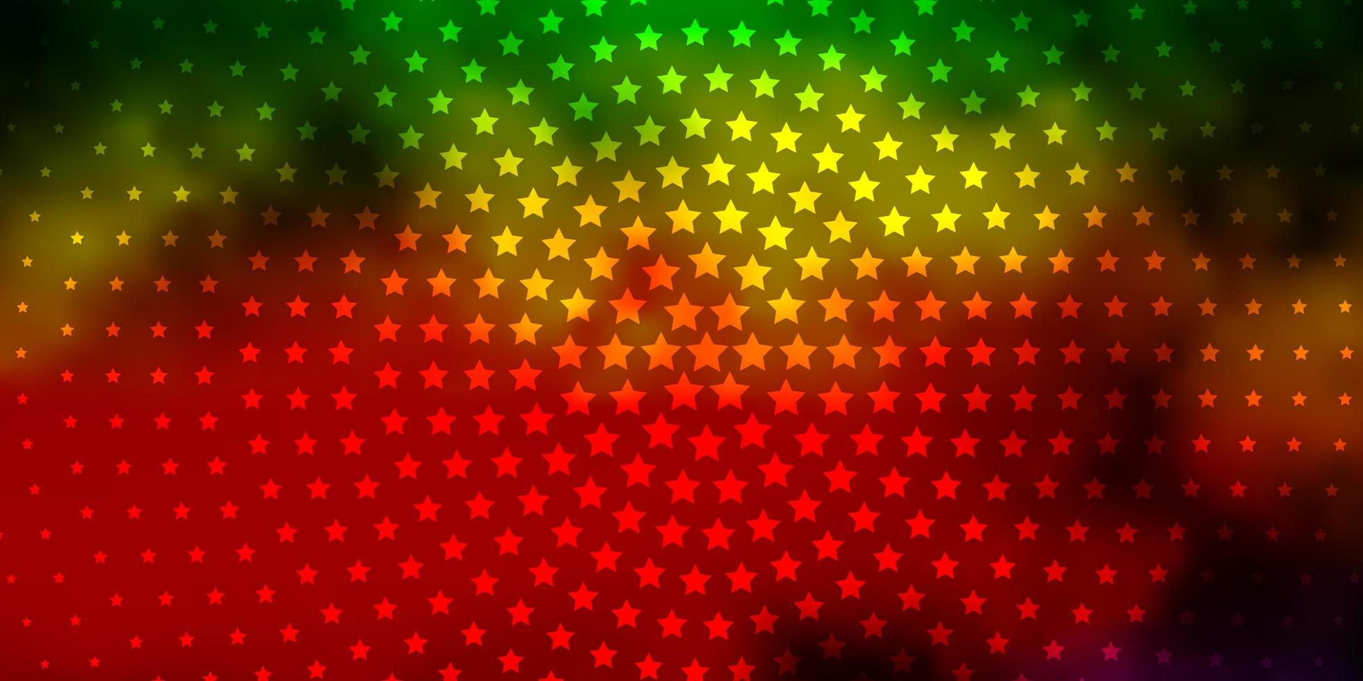 dunkle mehrfarbige Vektorschablone mit Neonsternen. vektor