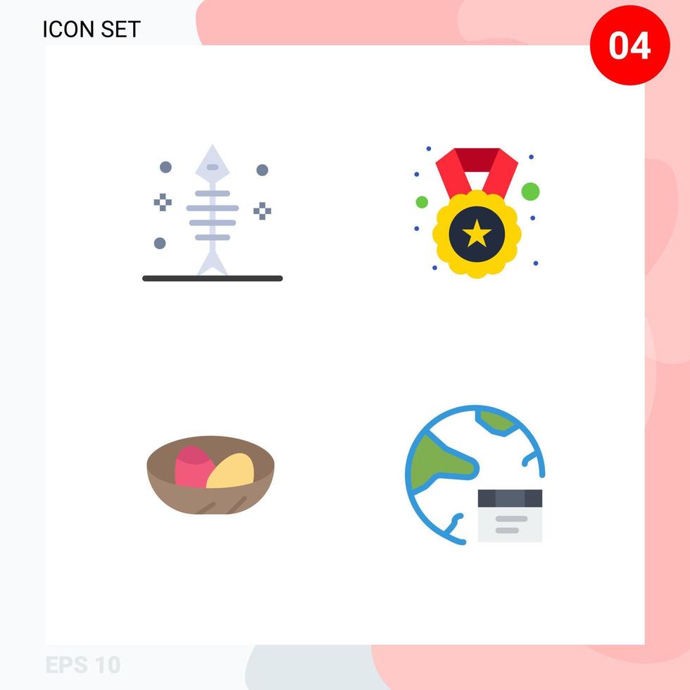 4 universell platt ikon tecken symboler av ben firande skaldjur stjärna ägg redigerbar vektor design element