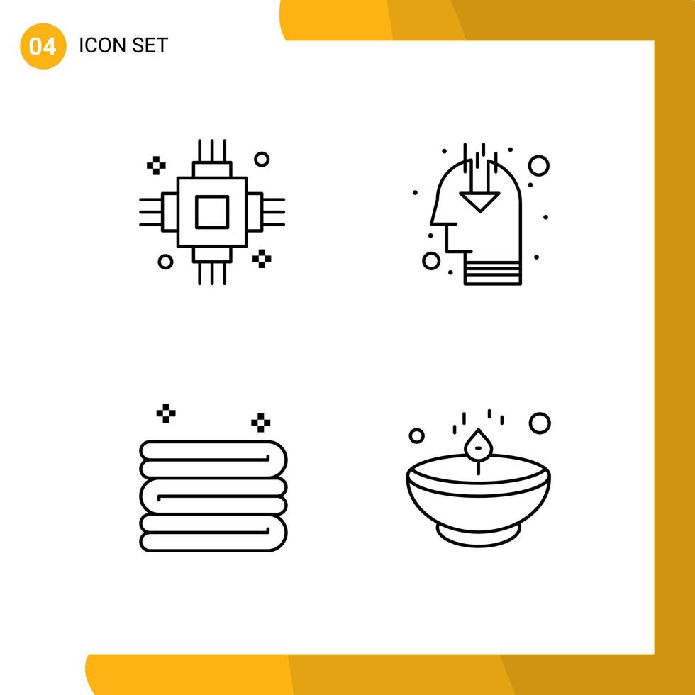 modern uppsättning av 4 fylld linje platt färger och symboler sådan som chip rena elektronisk marknadsföring handduk redigerbar vektor design element