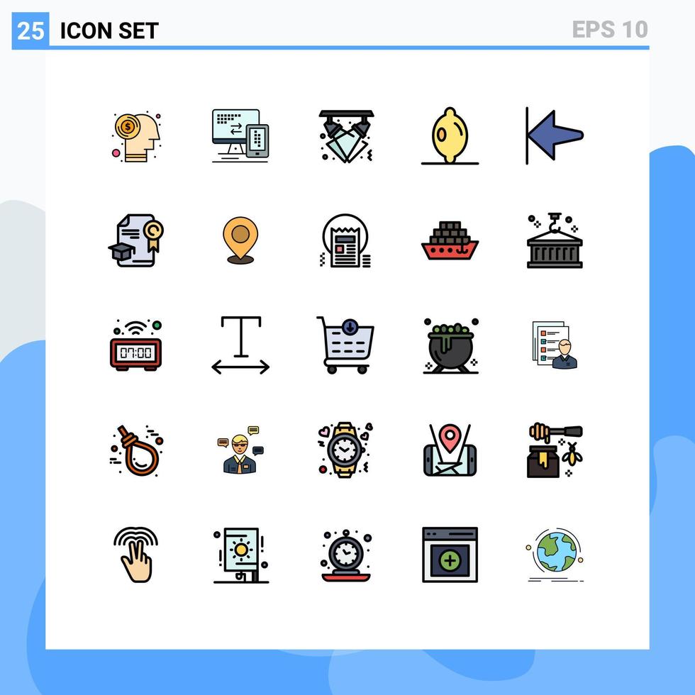 25 universell gefüllte flache Farbzeichen Symbole der Startpfeilfeier Zitronennacht editierbare Vektordesign-Elemente vektor