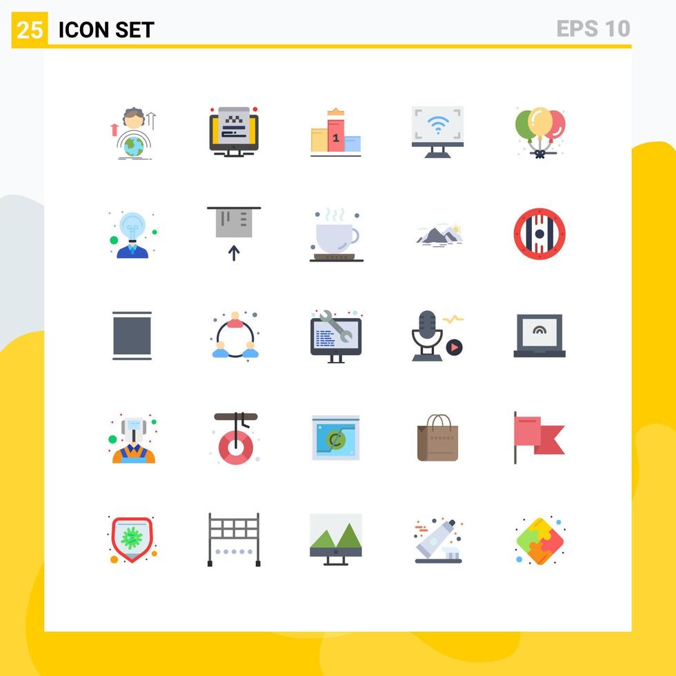 25 tematiska vektor platt färger och redigerbar symboler av TV skärm skärm multimedia utbildning redigerbar vektor design element