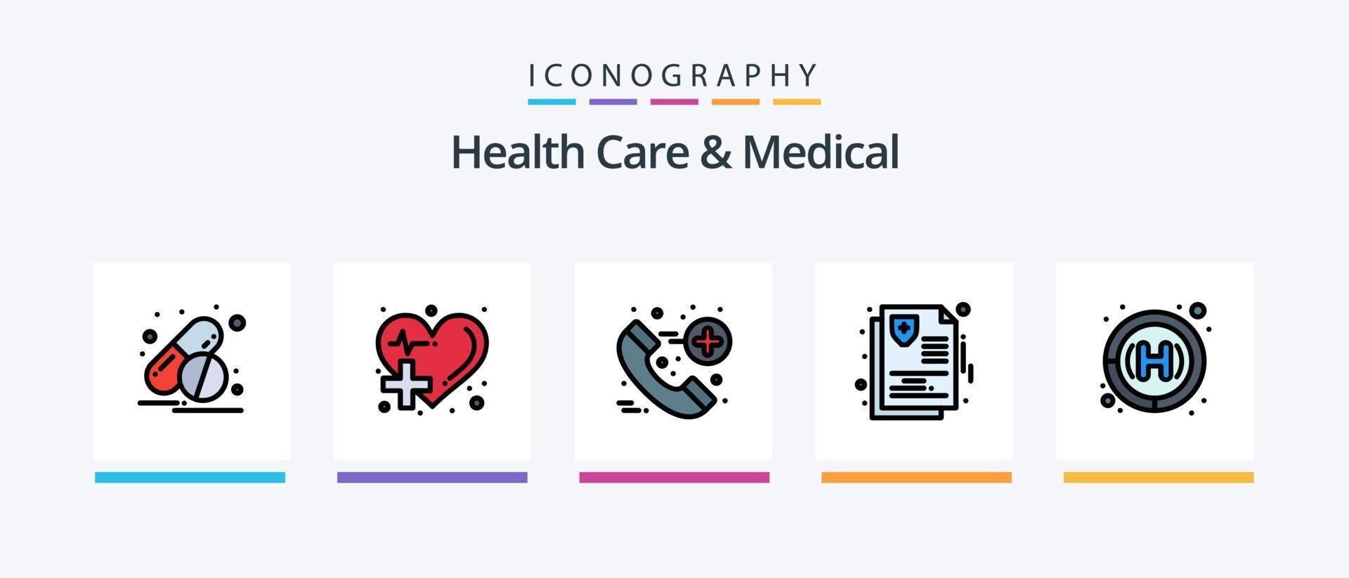 hälsa vård och medicinsk linje fylld 5 ikon packa Inklusive öga hälsa. stetoskop. sjukvård. medicinsk. vård. kreativ ikoner design vektor