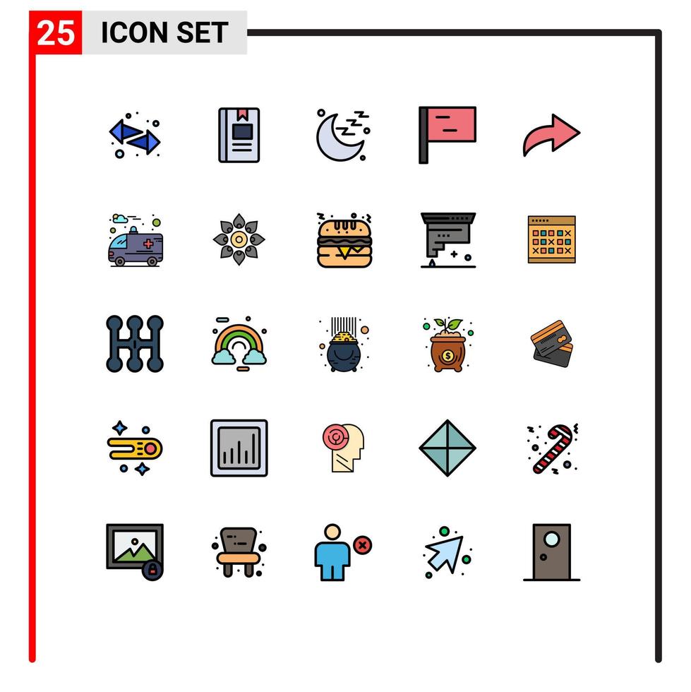satz von 25 modernen ui-symbolen symbole zeichen für auto wiederholen lesen pfeilflagge editierbare vektordesignelemente vektor