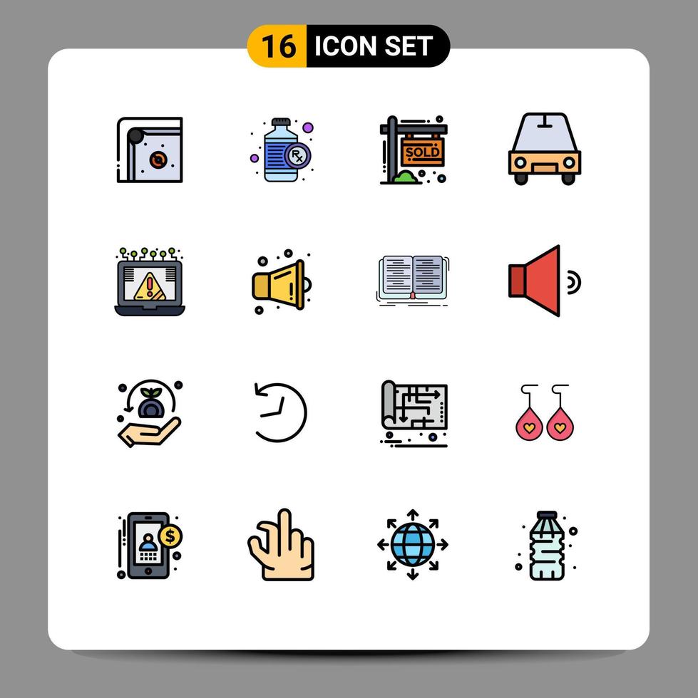 stock vektor ikon packa av 16 linje tecken och symboler för cyber förbindelse hus transport bil redigerbar kreativ vektor design element