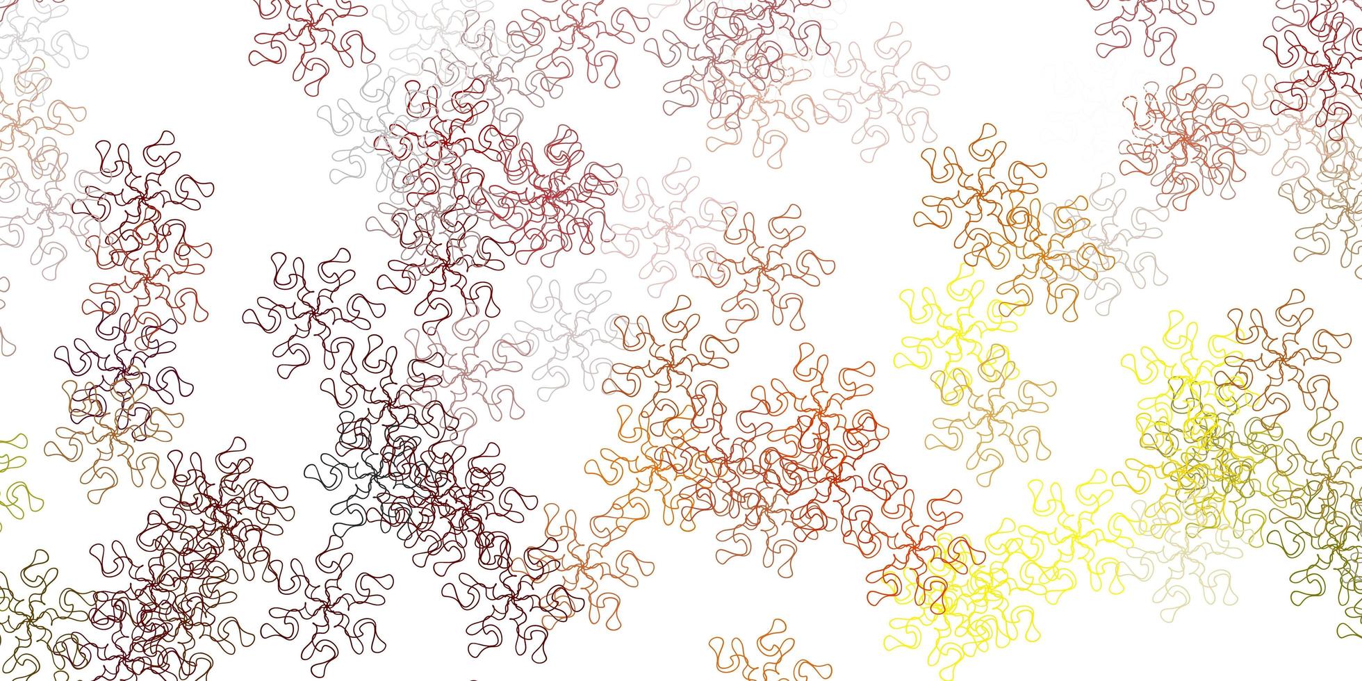 hellrote, gelbe Vektor-Gekritzelschablone mit Blumen. vektor
