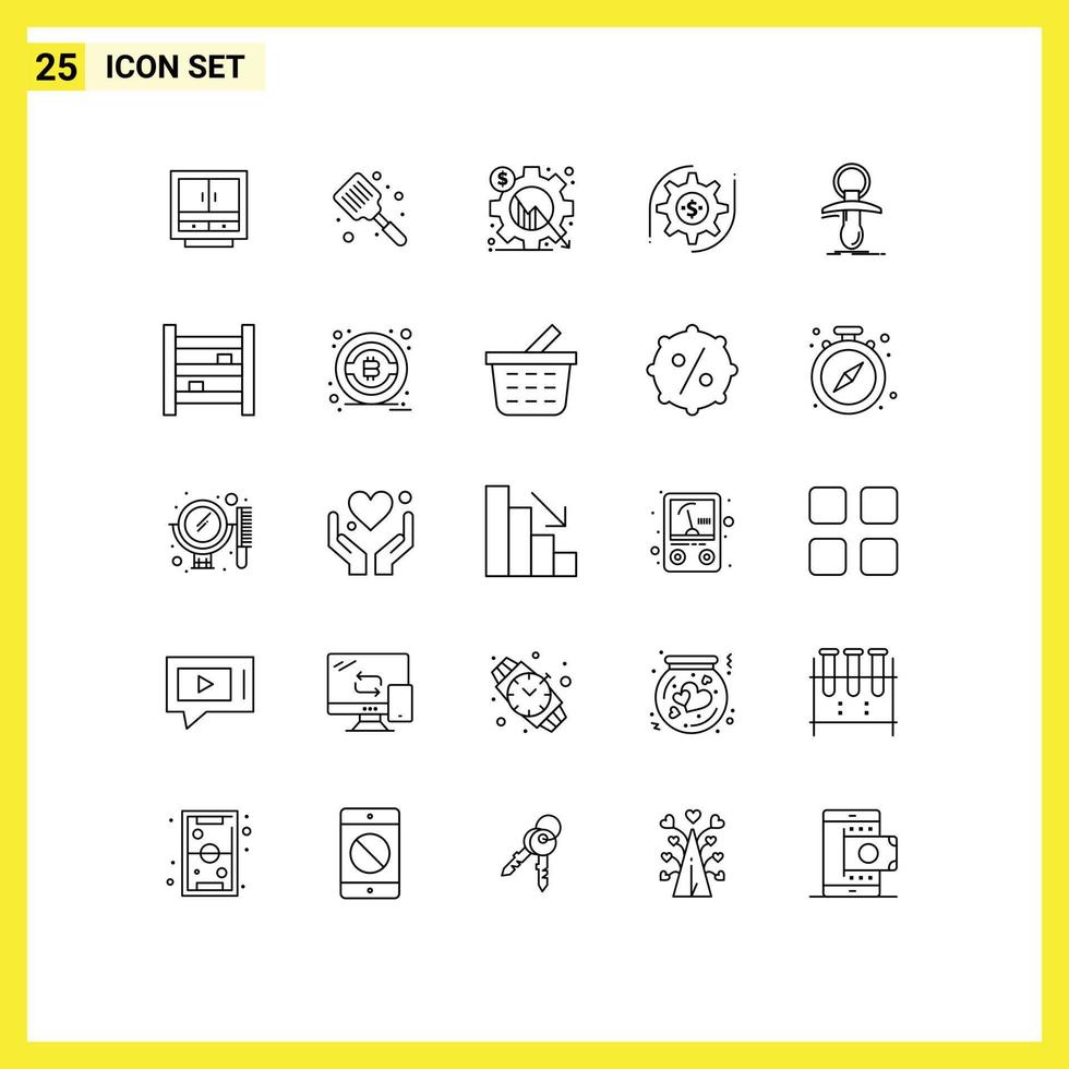 redigerbar vektor linje packa av 25 enkel rader av redskap redskap bakning Diagram analys redigerbar vektor design element