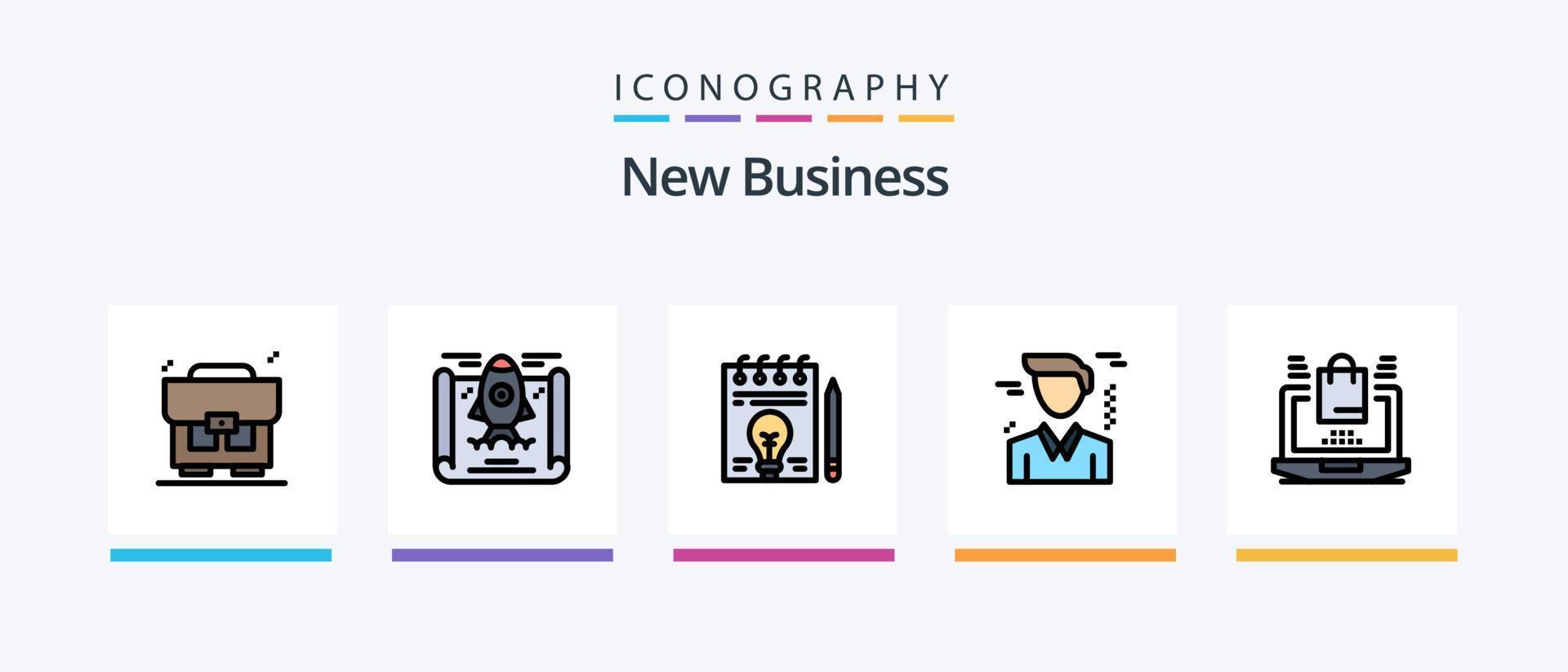 neue Geschäftslinie gefüllt 5 Icon Pack inklusive Geld. Liebe. Unternehmen. hell. kreatives Symboldesign vektor