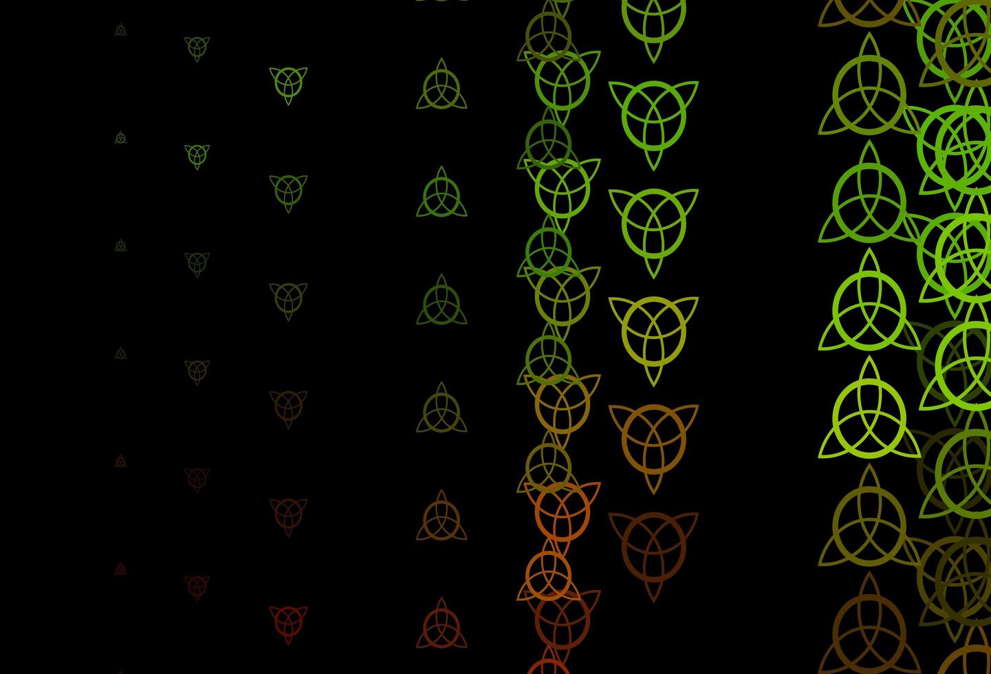 dunkelgrüner, gelber Vektorhintergrund mit okkulten Symbolen. vektor