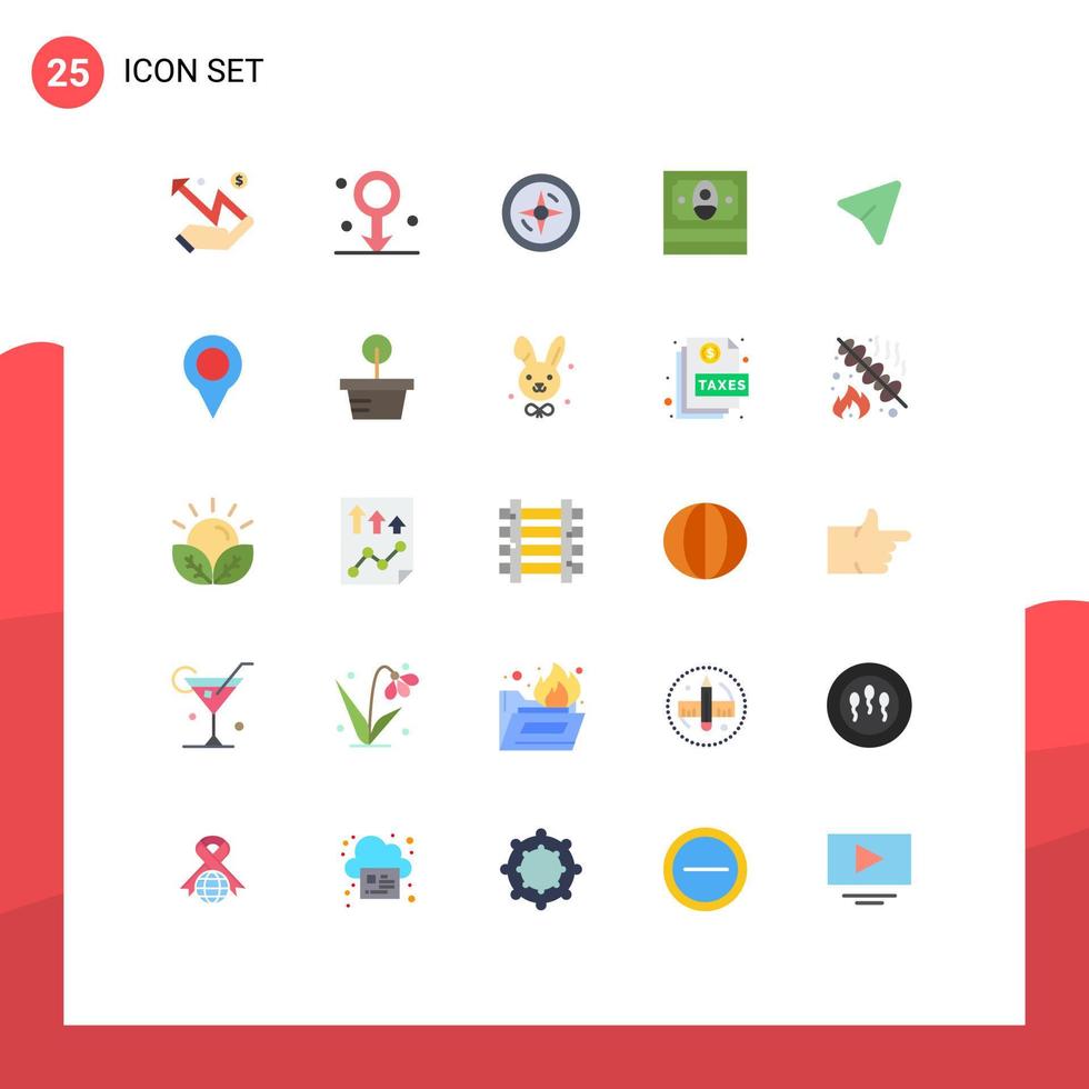 uppsättning av 25 kommersiell platt färger packa för dator stift navigering pil finansiera redigerbar vektor design element