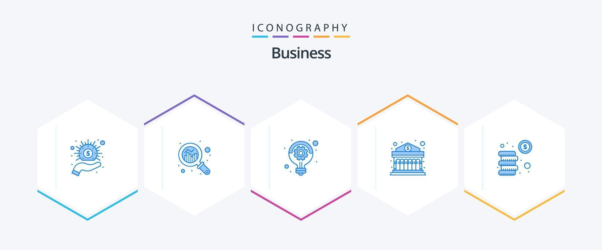 företag 25 blå ikon packa Inklusive mynt. pengar. företag. finansiera. Bank vektor