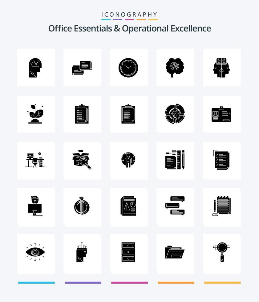kreativ kontor väsentliga och operativ excellens 25 glyf fast svart ikon packa sådan som sinne. hypnos. dyka upp. huvud. timmer vektor