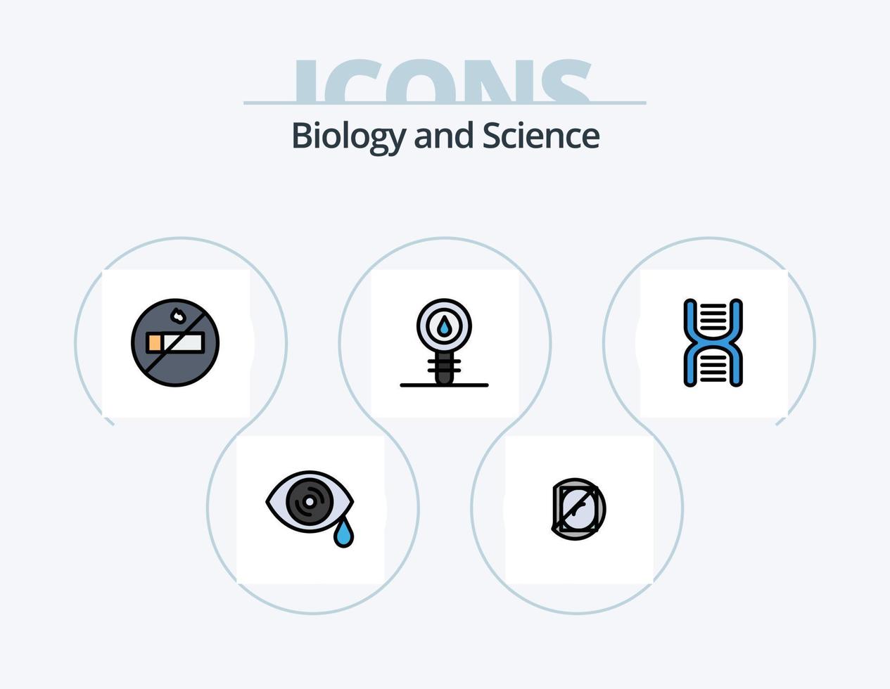 biologi linje fylld ikon packa 5 ikon design. cell. biokemi. biologi. tårar. droppar vektor