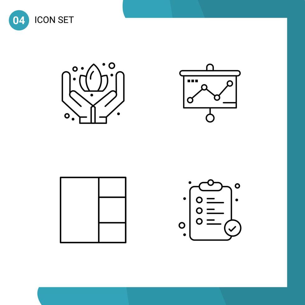 modern uppsättning av 4 fylld linje platt färger pictograph av hand sjukhus Diagram projektor apotek redigerbar vektor design element