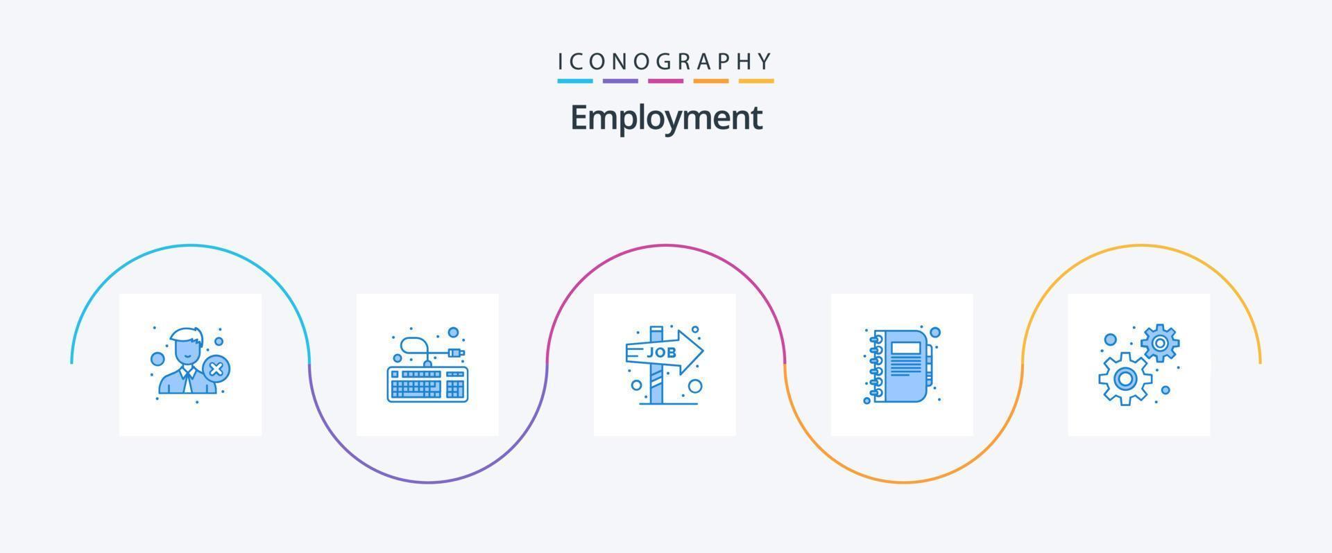 sysselsättning blå 5 ikon packa Inklusive notera. kopiera. förbindelse. företag. möjlighet vektor