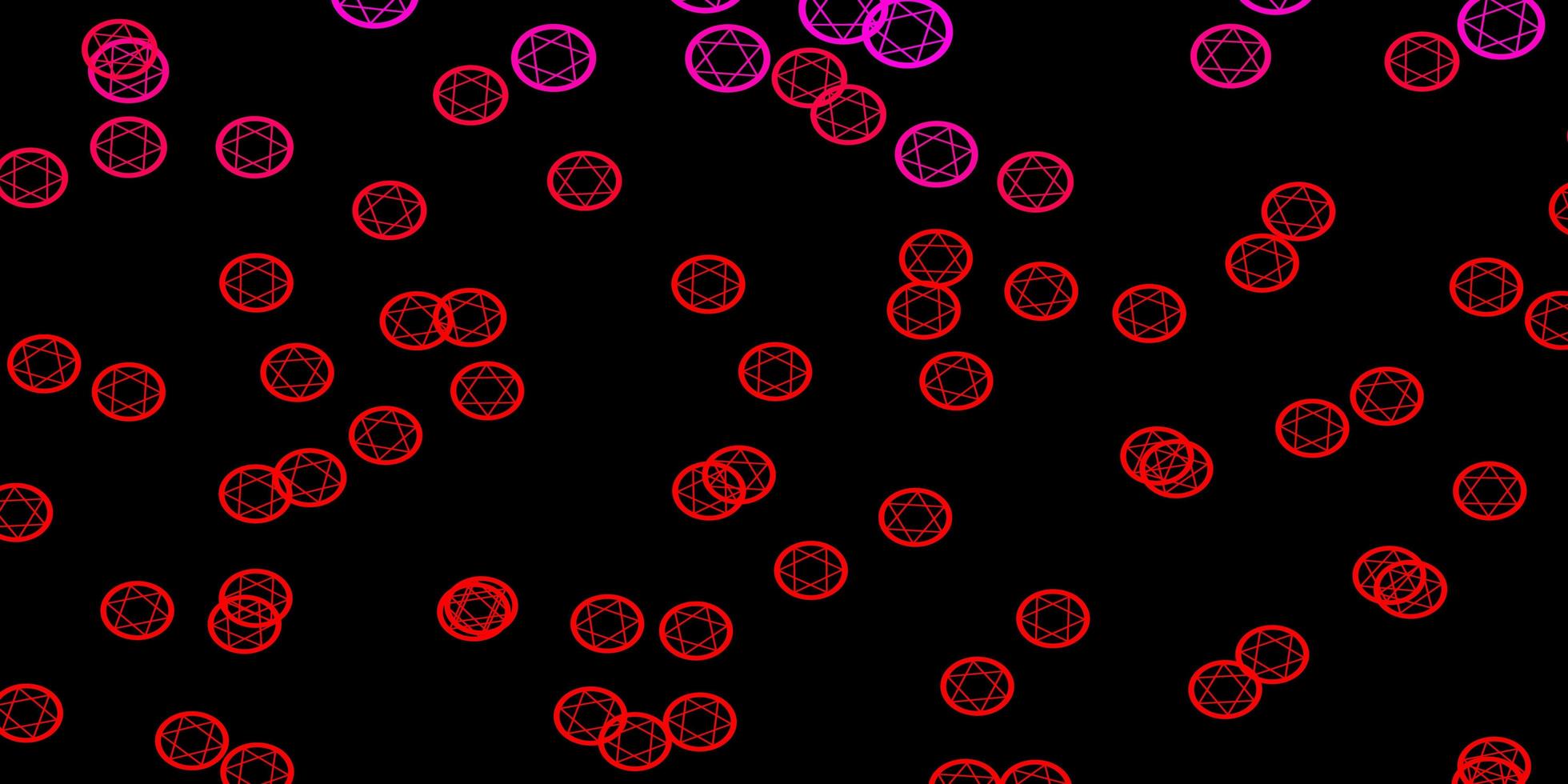 dunkelrosa, rote Vektorschablone mit esoterischen Zeichen. vektor