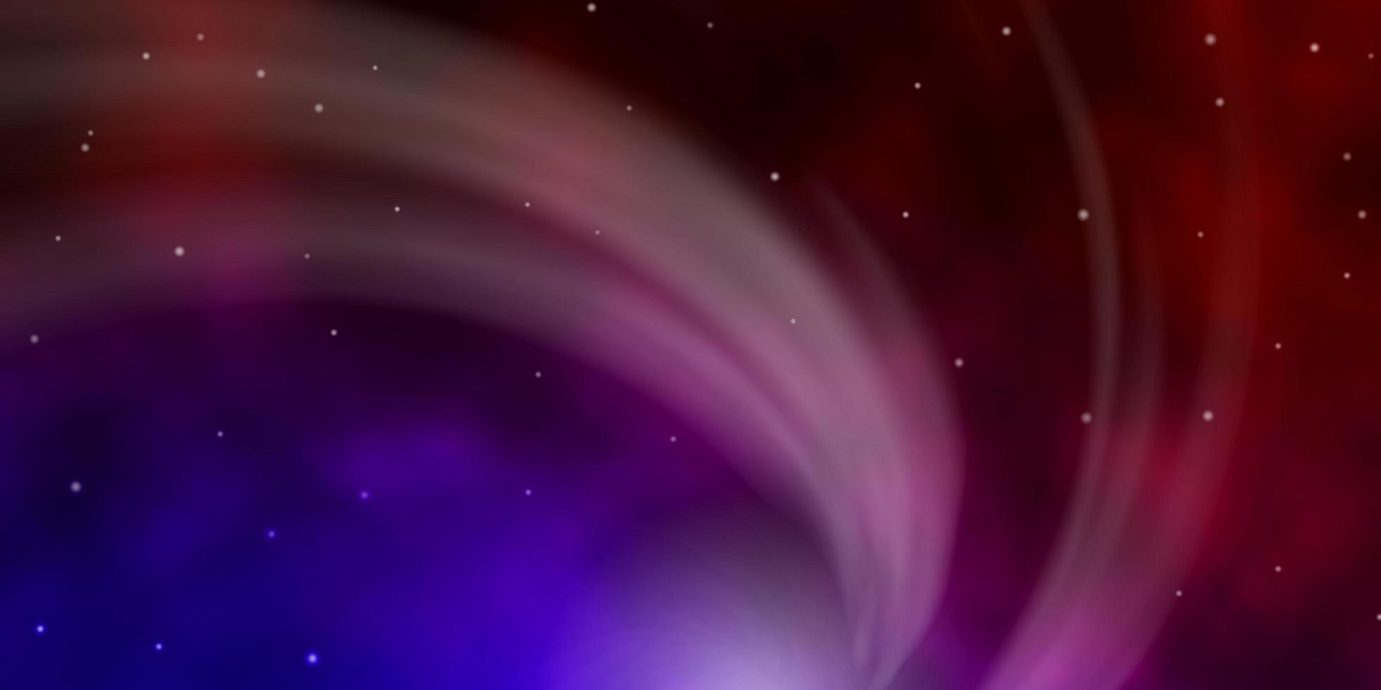 dunkelblauer, roter Vektorhintergrund mit kleinen und großen Sternen. vektor