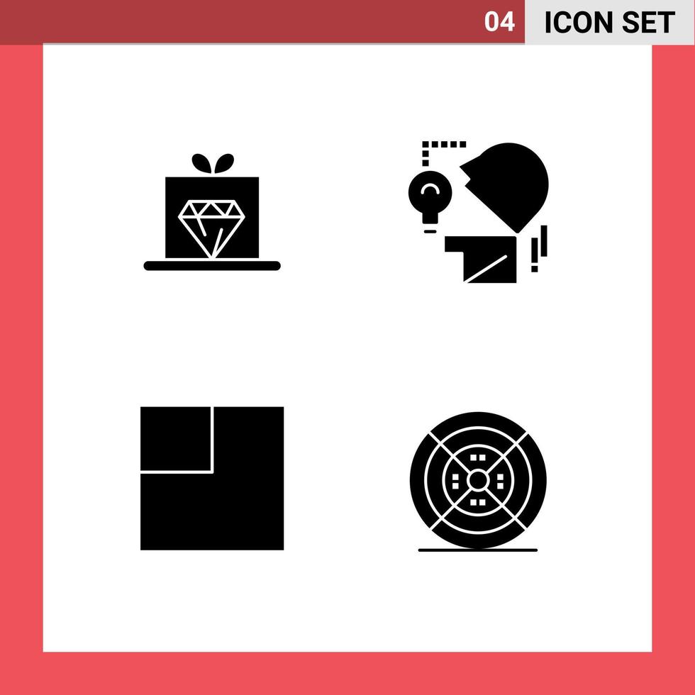 uppsättning av 4 modern ui ikoner symboler tecken för diamant skala Betygsätta huvud tråd redigerbar vektor design element