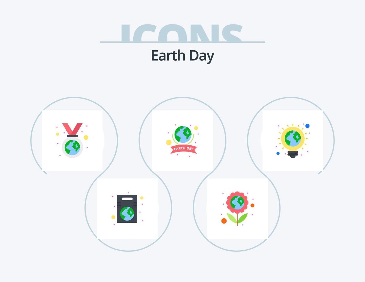 Earth Day Flat Icon Pack 5 Icon Design. Öko. Planet. Pflanzen. global. Abzeichen vektor