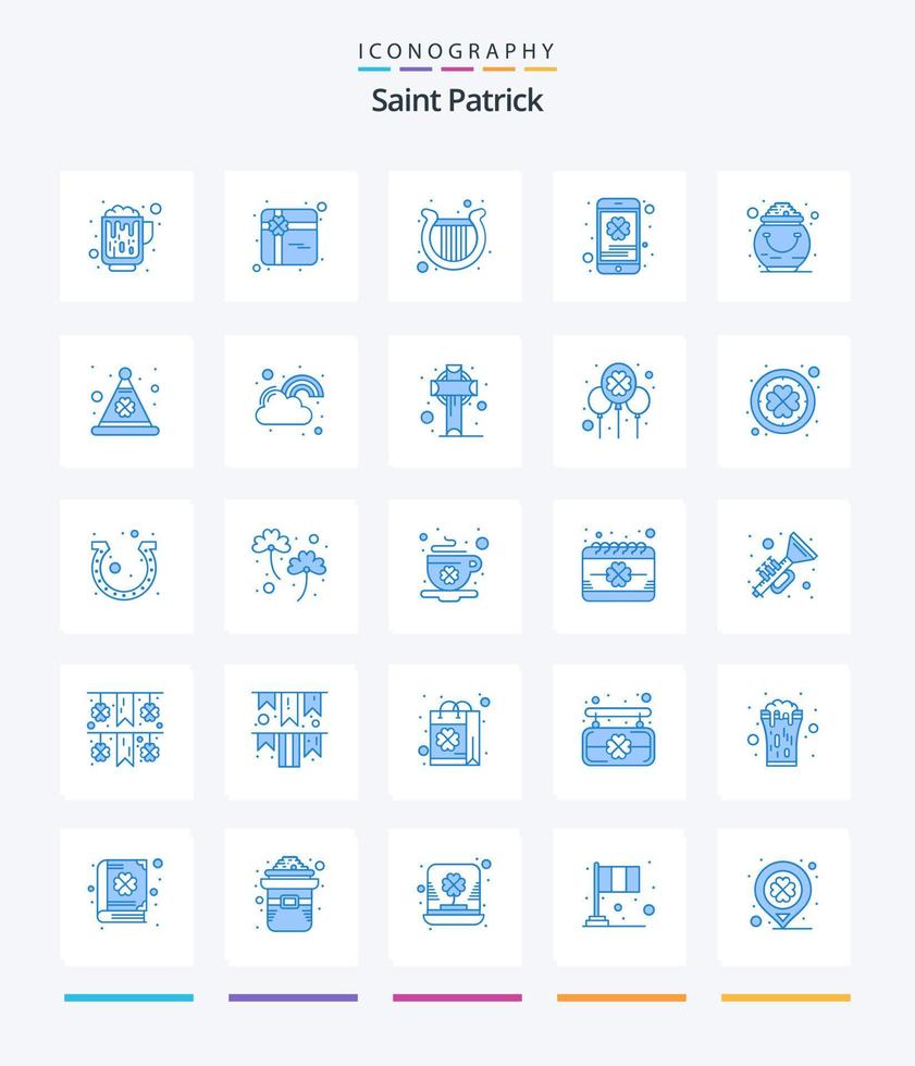 Creative Saint Patrick 25 Blue Icon Pack wie Glück. Reichtum. Irland. Heilige. Handy, Mobiltelefon vektor