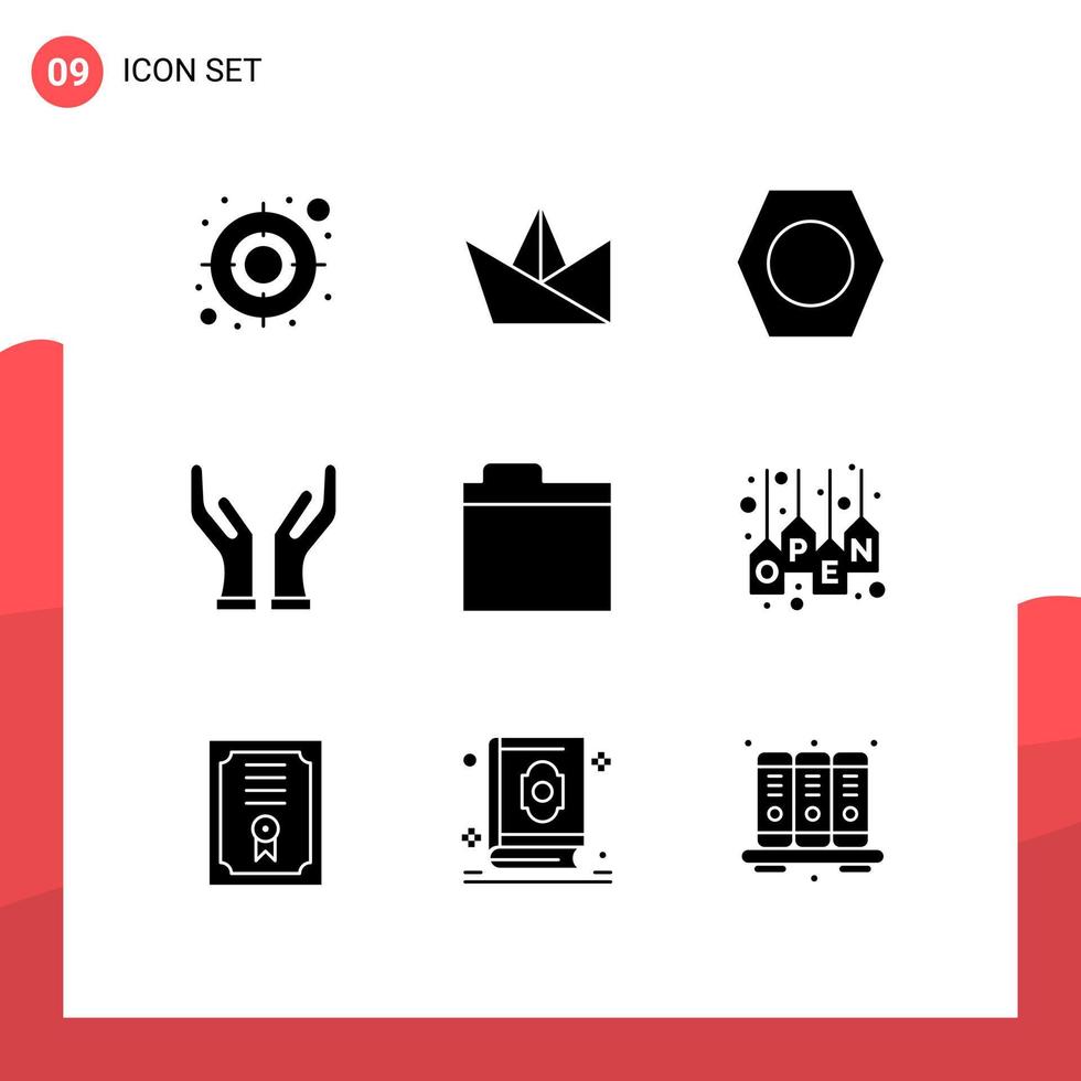 uppsättning av 9 modern ui ikoner symboler tecken för affär öppen verktyg lagring filer redigerbar vektor design element