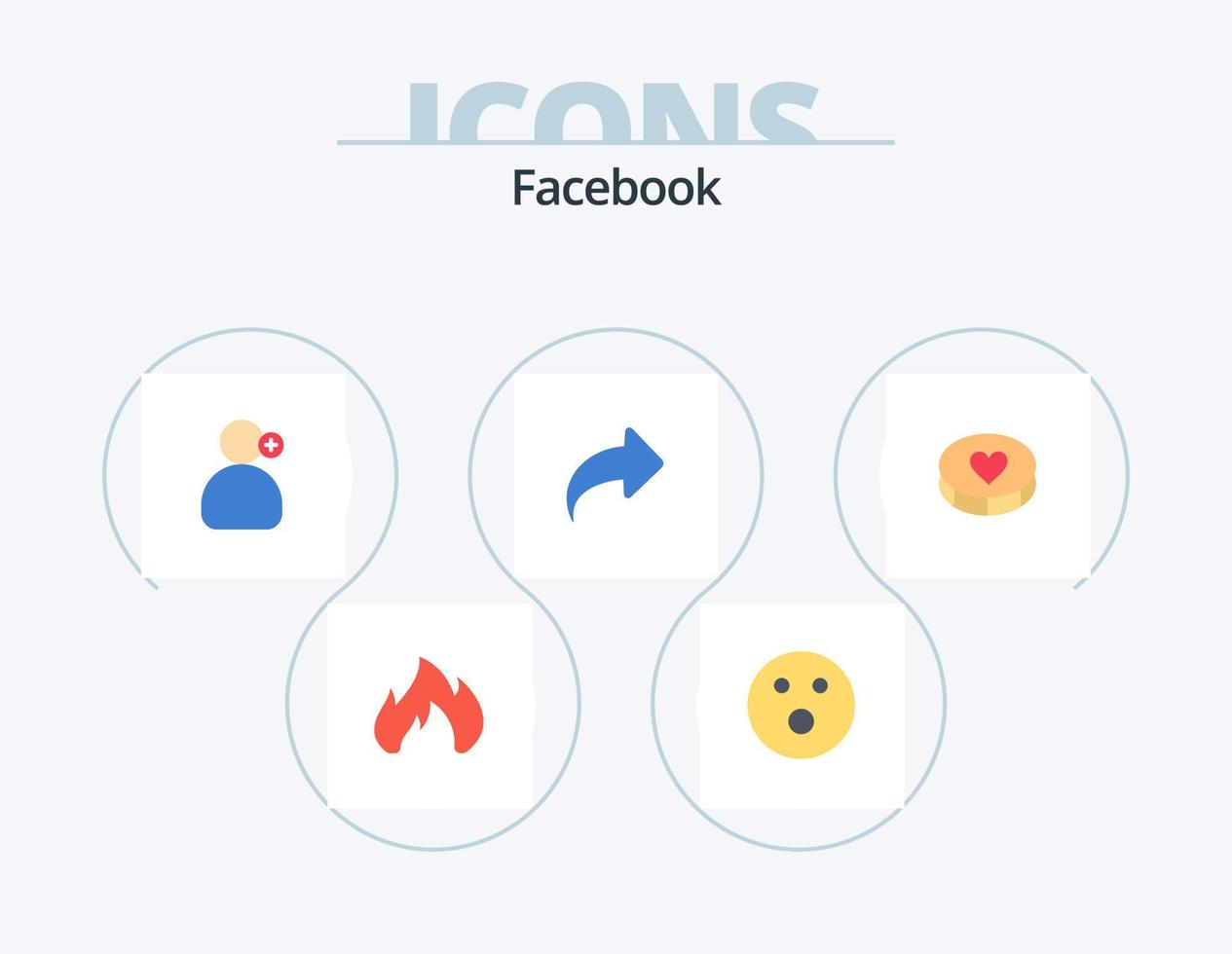 Facebook platt ikon packa 5 ikon design. hjärta. fram. man. höger. pil vektor