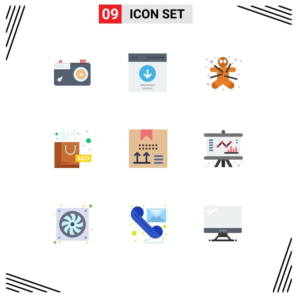 9 användare gränssnitt platt Färg packa av modern tecken och symboler av låda seo användare paket halloween redigerbar vektor design element
