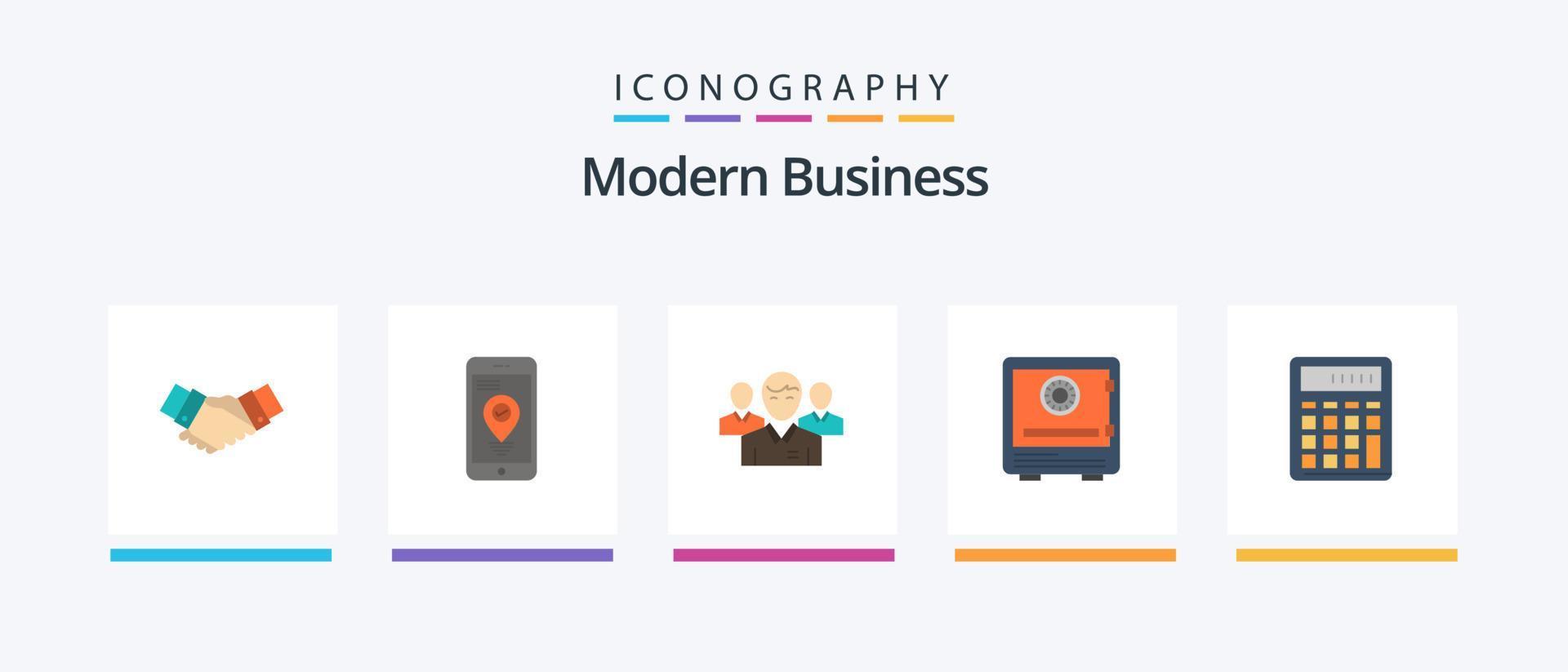 Modern Business Flat 5 Icon Pack inklusive Safe. Führung. Zeiger. Führer. Vorsitzender. kreatives Symboldesign vektor