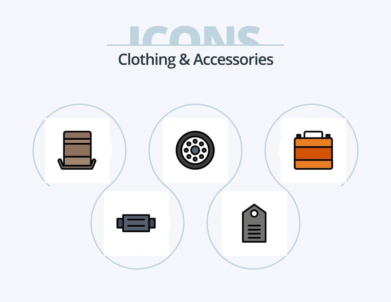 Kleidung und Accessoires Linie gefüllt Icon Pack 5 Icon Design. Zubehör. oben. Kleider. Hut. T-Shirt vektor